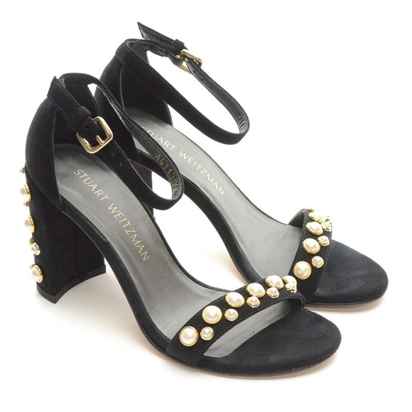 Stuart Weitzman Morepearls Studded Sandals Heels 5.5 M